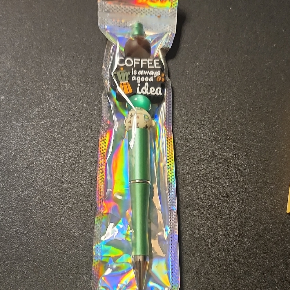 Green Coffee-Themed Pen